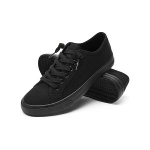 Casual Canvas Low-Top Walking Sneakers - Black