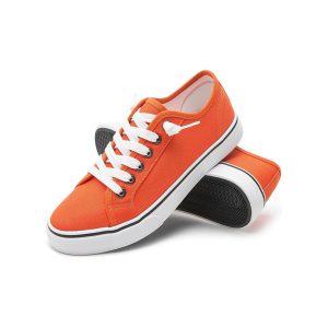 Casual Canvas Low-Top Walking Sneakers - Orange